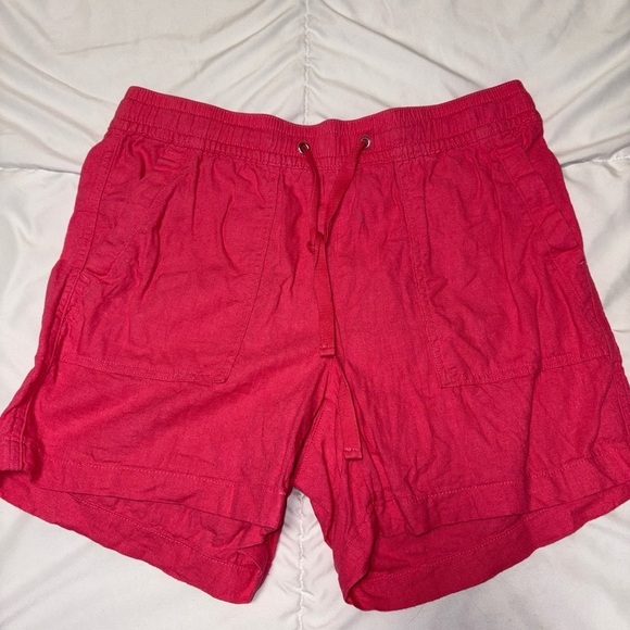 Nautica Coral Pink Red Women’s Shorts 5inch Size Small Linen Blend - Picture 1 of 6
